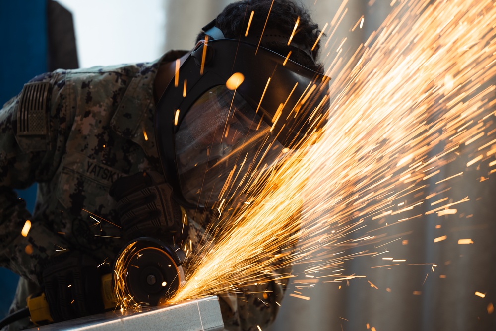 US Navy Seabees work at a construction site in Cartagena, Colombia