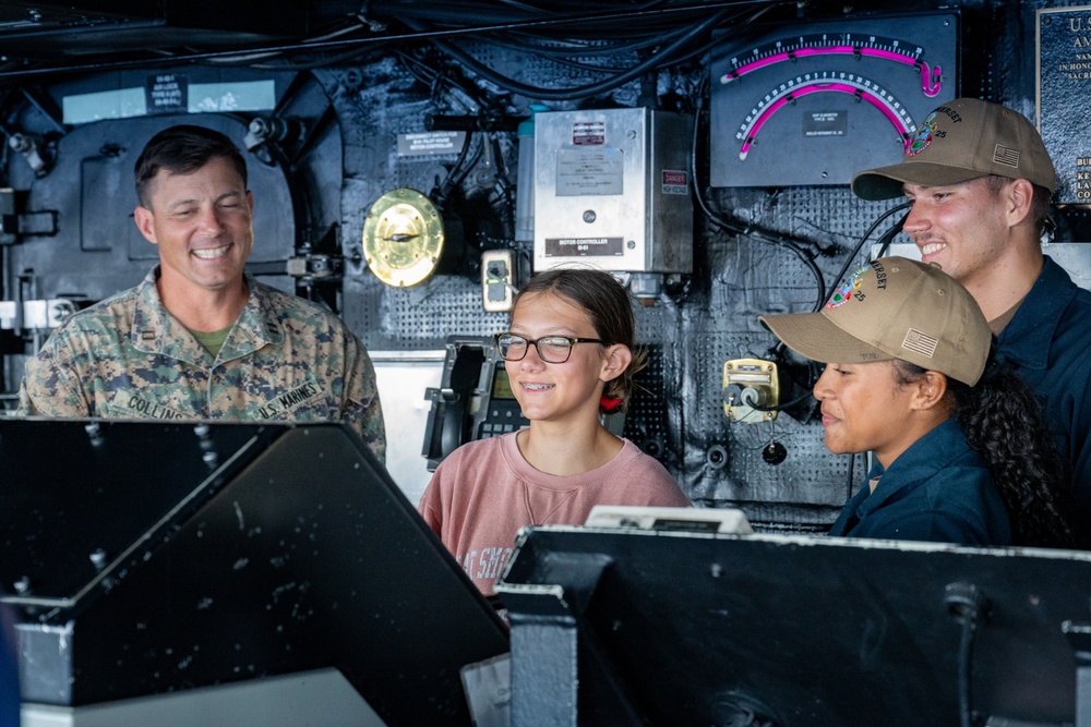 Family members embark USS Somerset for Tiger Cruise