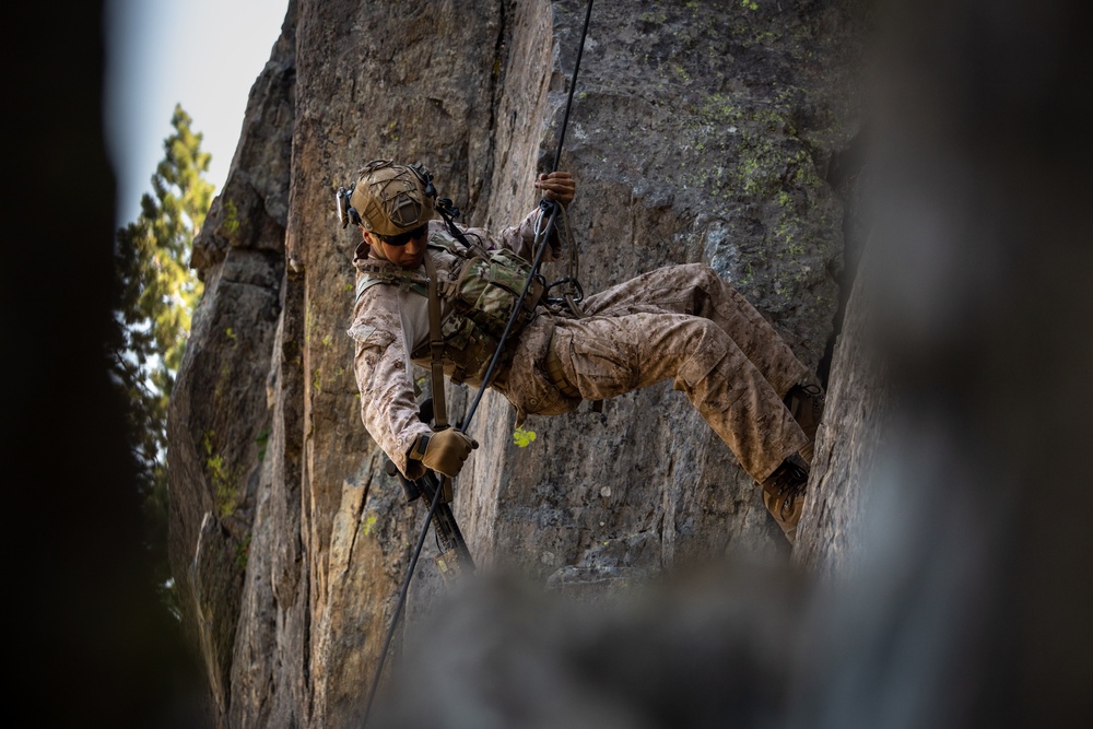 1st Reconnaissance Battalion practices rappelling techniques during MTX 5-24