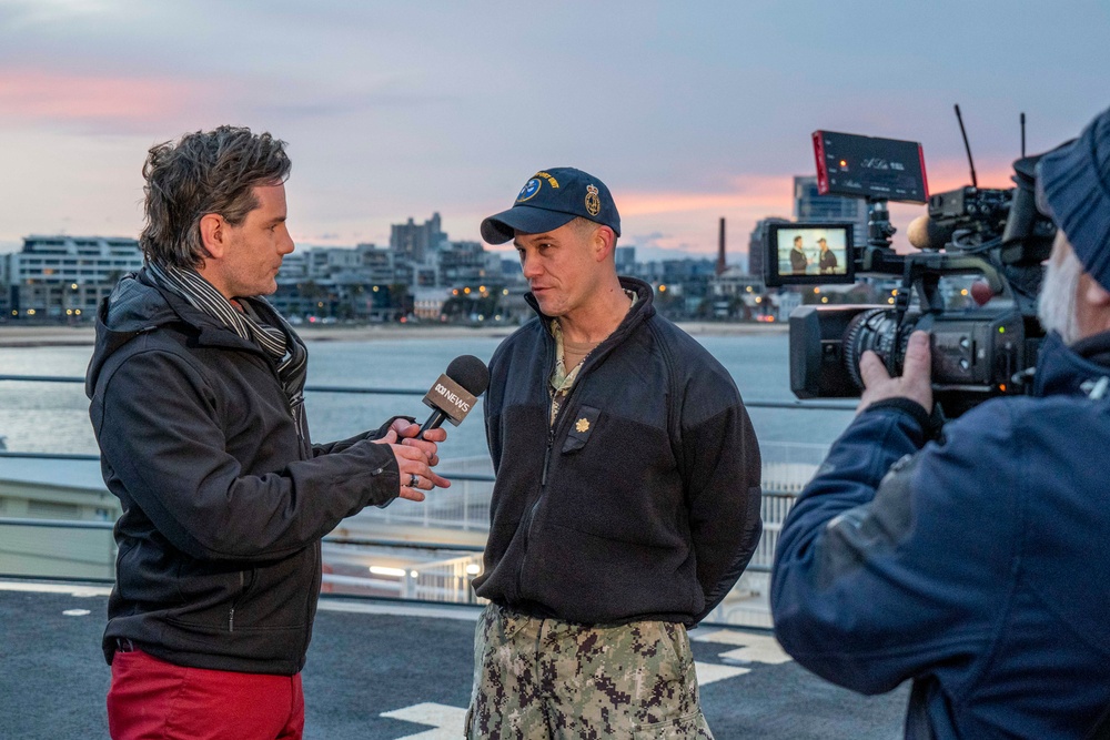USS Emory S. Land Goes Live With ABC News