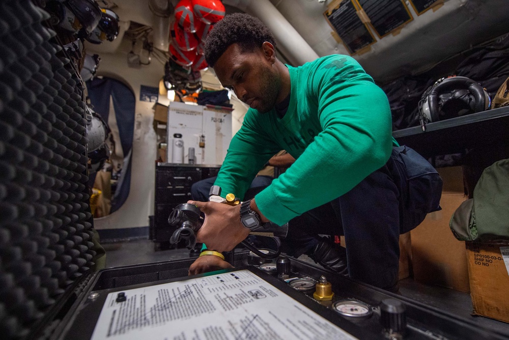 USS Theodore Roosevelt Aircrew Survival Equipmentmen Conduct Routine Maintenance