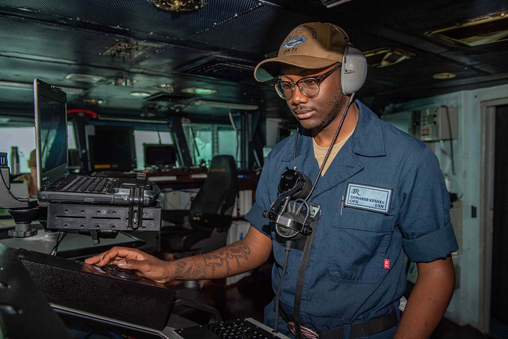 USS Theodore Roosevelt Conducts Bridge Watch