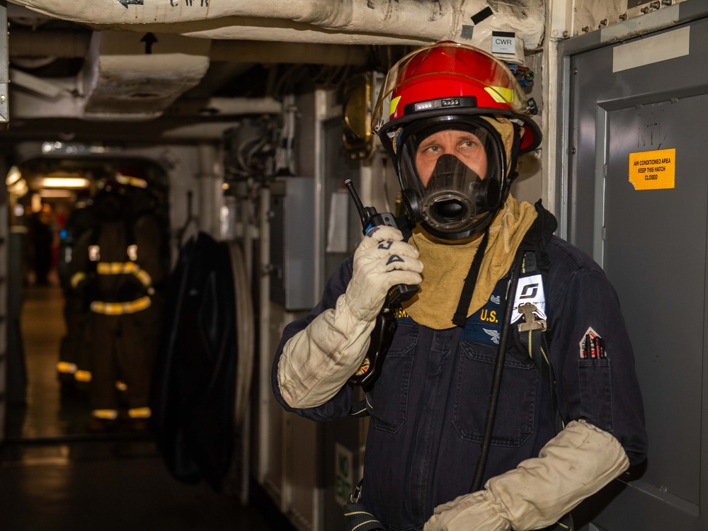 USS Theodore Roosevelt Conducts a Damage Control Training Drill