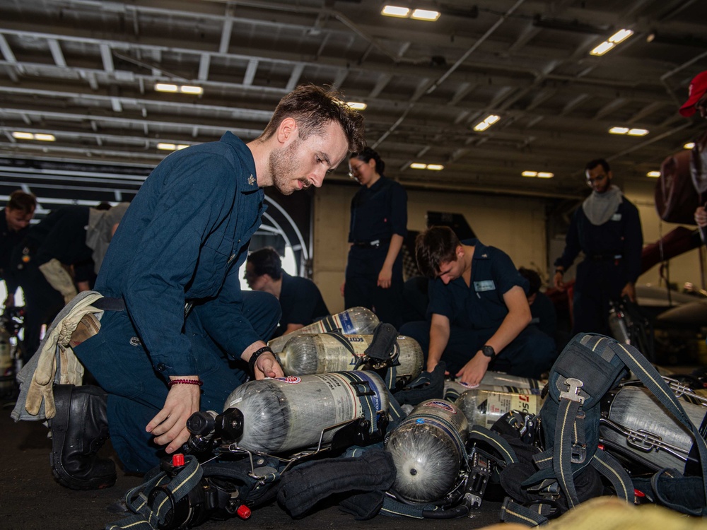 USS Theodore Roosevelt Conducts a Damage Control Training Drill