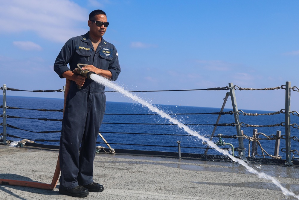 USS Bulkeley executes a Fresh Water Wash-down