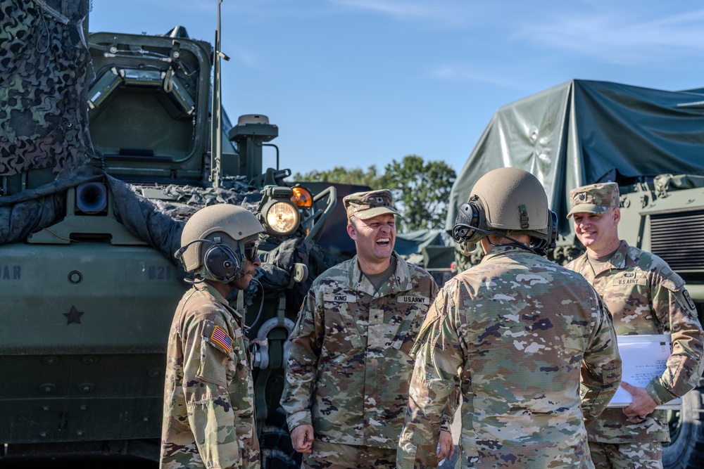 10th AAMDC Commanding General and Command Chief Warrant Officer visit Ansbach, Germany