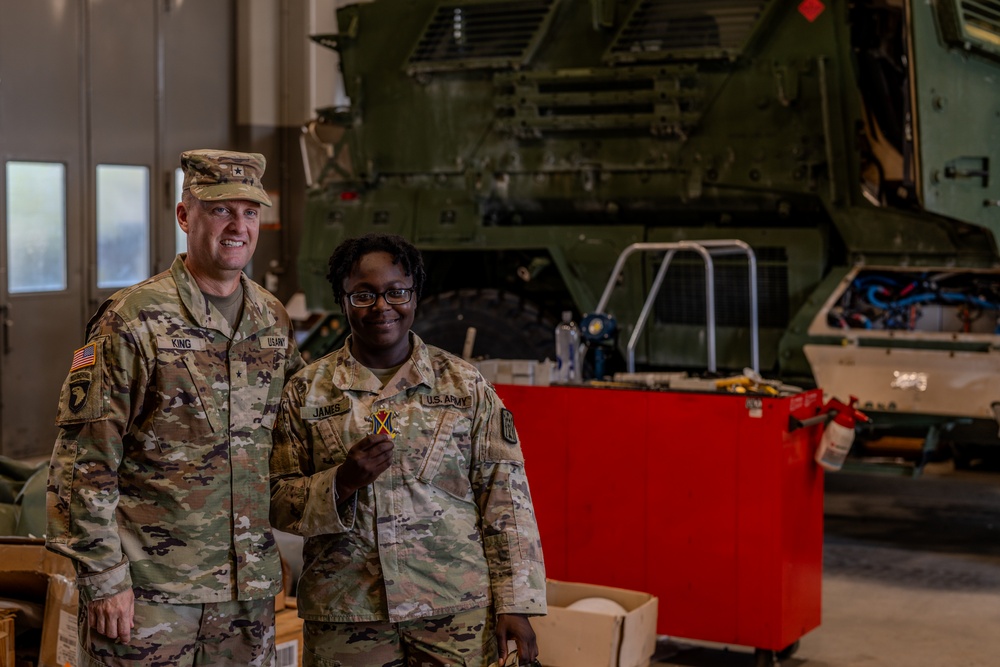 10th AAMDC Commanding General and Command Chief Warrant Officer visit Ansbach, Germany