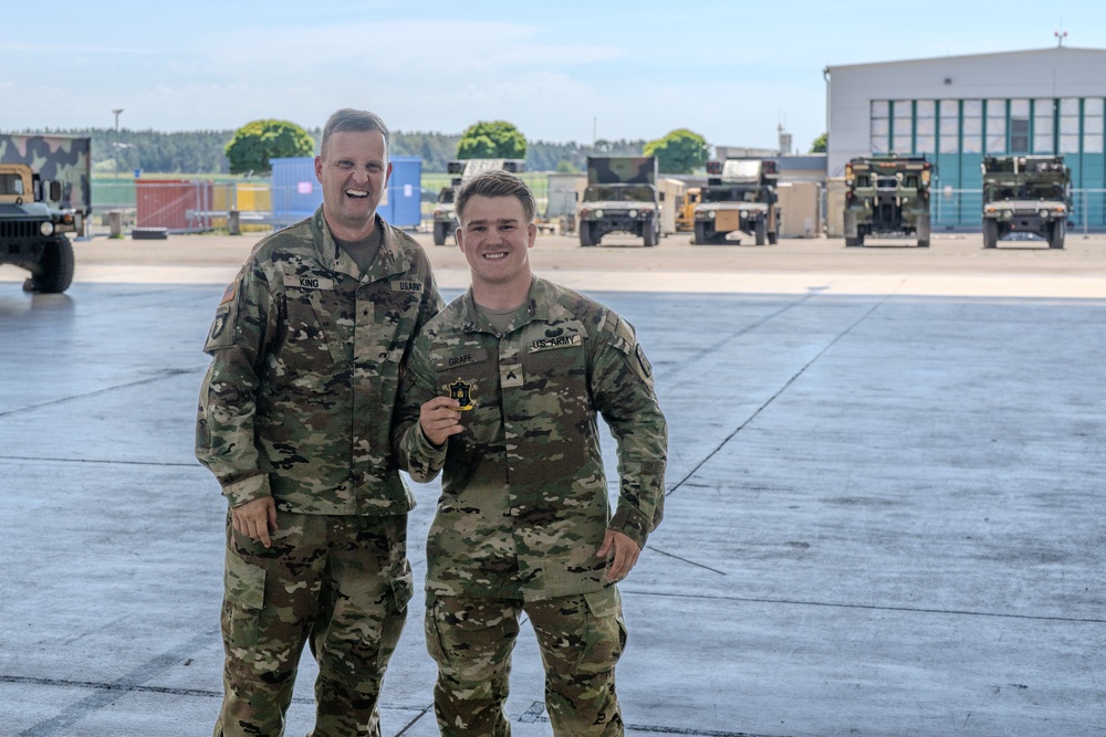 10th AAMDC Commanding General and Command Chief Warrant Officer visit Ansbach, Germany