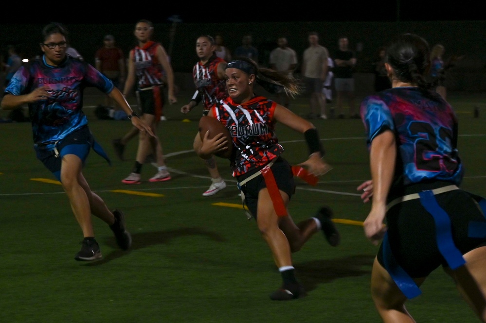 Service members compete in flag football championship