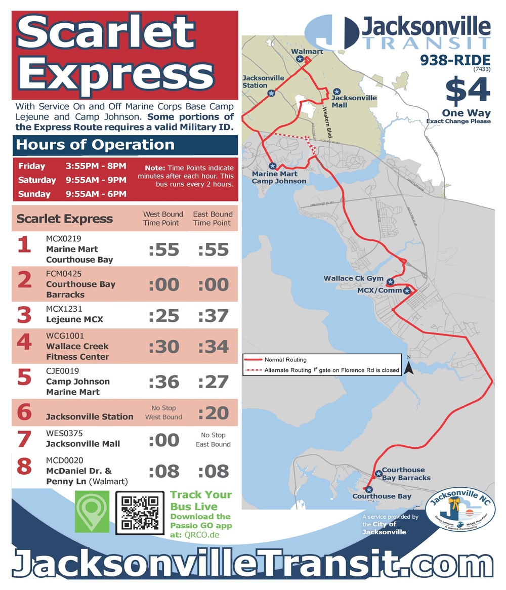 City Bus Route Offers Patrons Affordable Transportation between Camp Lejeune and Jacksonville