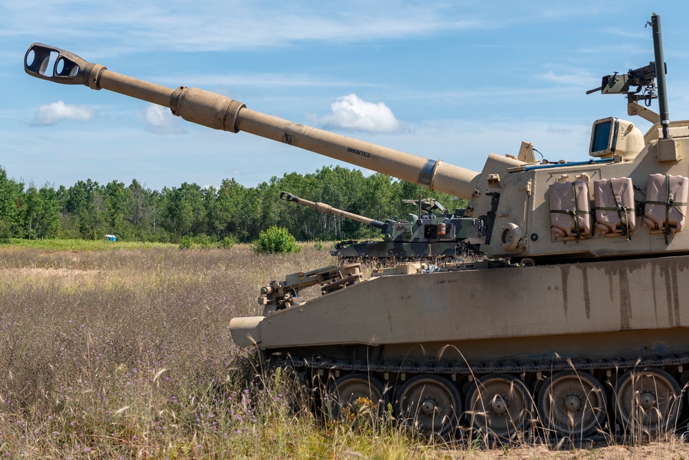 Soldiers with the 1-201st Field Artillery Regiment train at Exercise Northern Strike 24-2