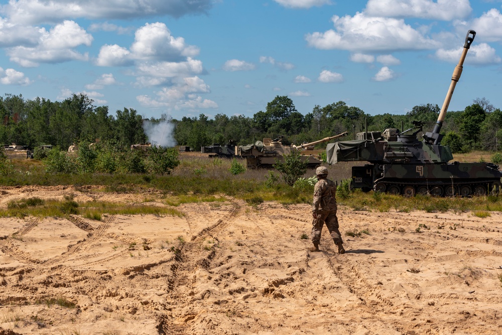 Soldiers with the 1-201st Field Artillery Regiment train at Exercise Northern Strike 24-2