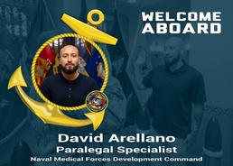 Naval Medical Forces Development Command welcomes aboard David Arellano