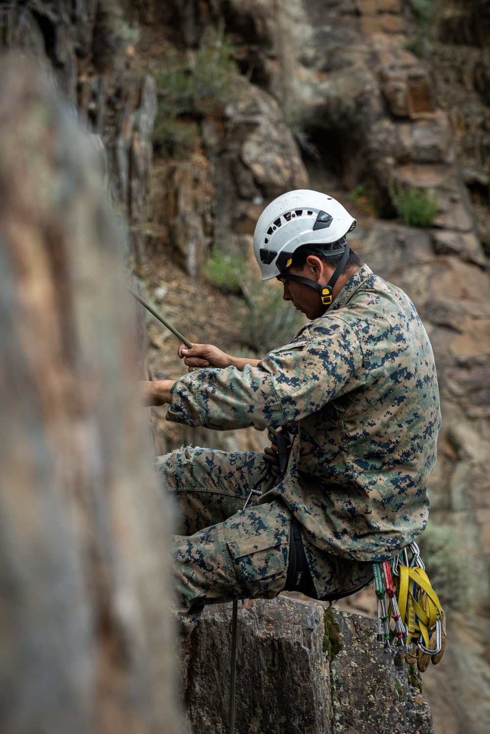 Marines with 2nd Battalion, 1st Marine Regiment conduct lead climbing exercise during MTX 5-24