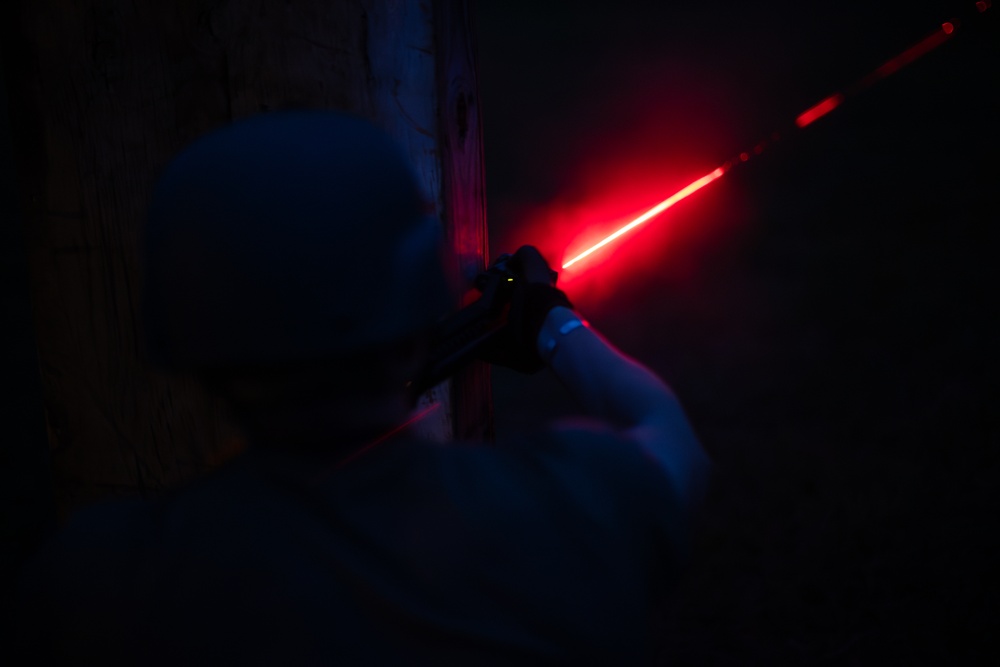 Alabama National Guard Special Forces Soldiers sharpen their senses during night fire training