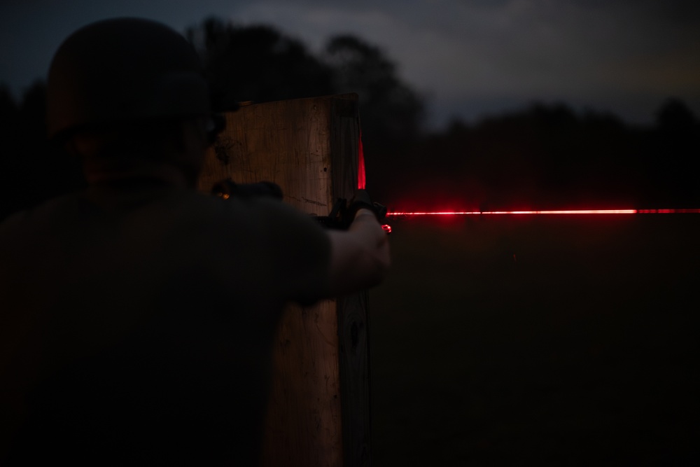 Alabama National Guard Special Forces Soldiers sharpen their senses during night fire training