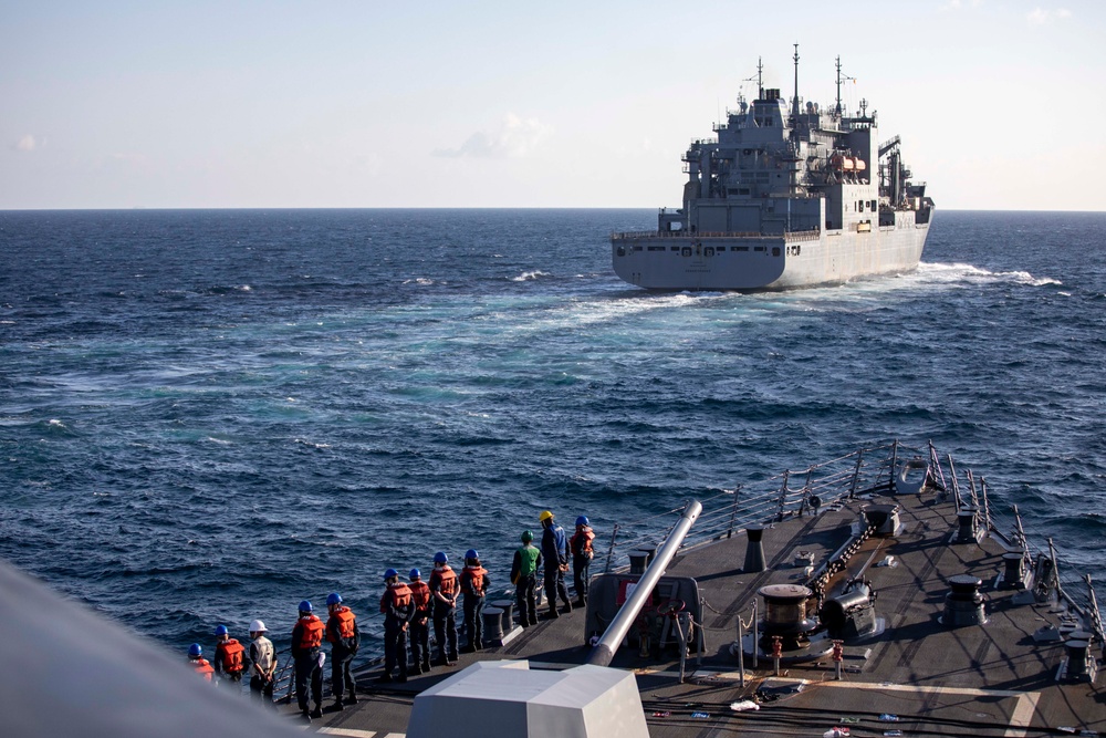 USS Ralph Johnson Conducts Replenishment at Sea with USNS Cesar Chavez