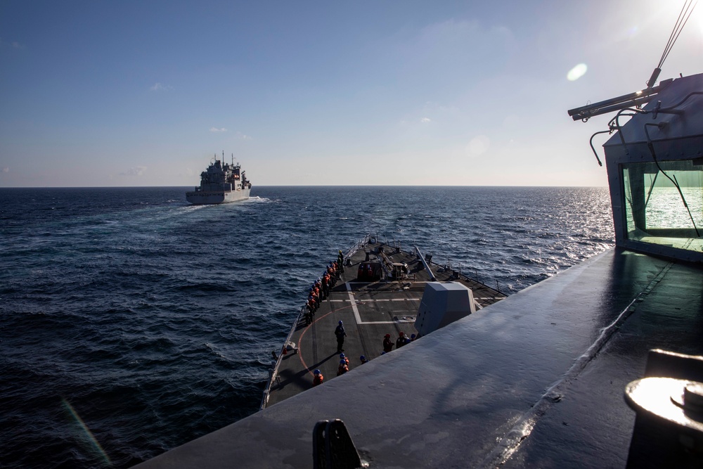 USS Ralph Johnson Conducts Replenishment at Sea with USNS Cesar Chavez