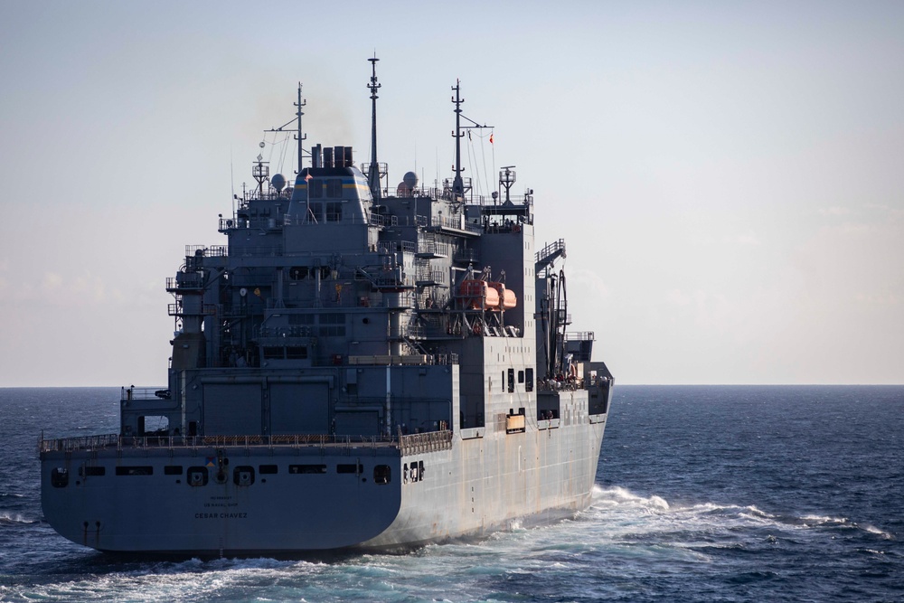 USS Ralph Johnson Conducts Replenishment at Sea with USNS Cesar Chavez