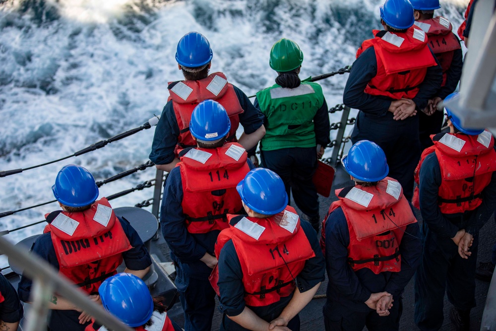 USS Ralph Johnson Conducts Replenishment at Sea with USNS Cesar Chavez