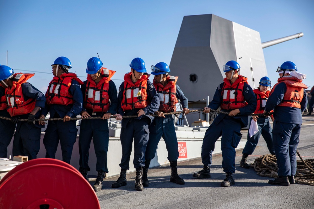 USS Ralph Johnson Conducts Replenishment at Sea with USNS Cesar Chavez