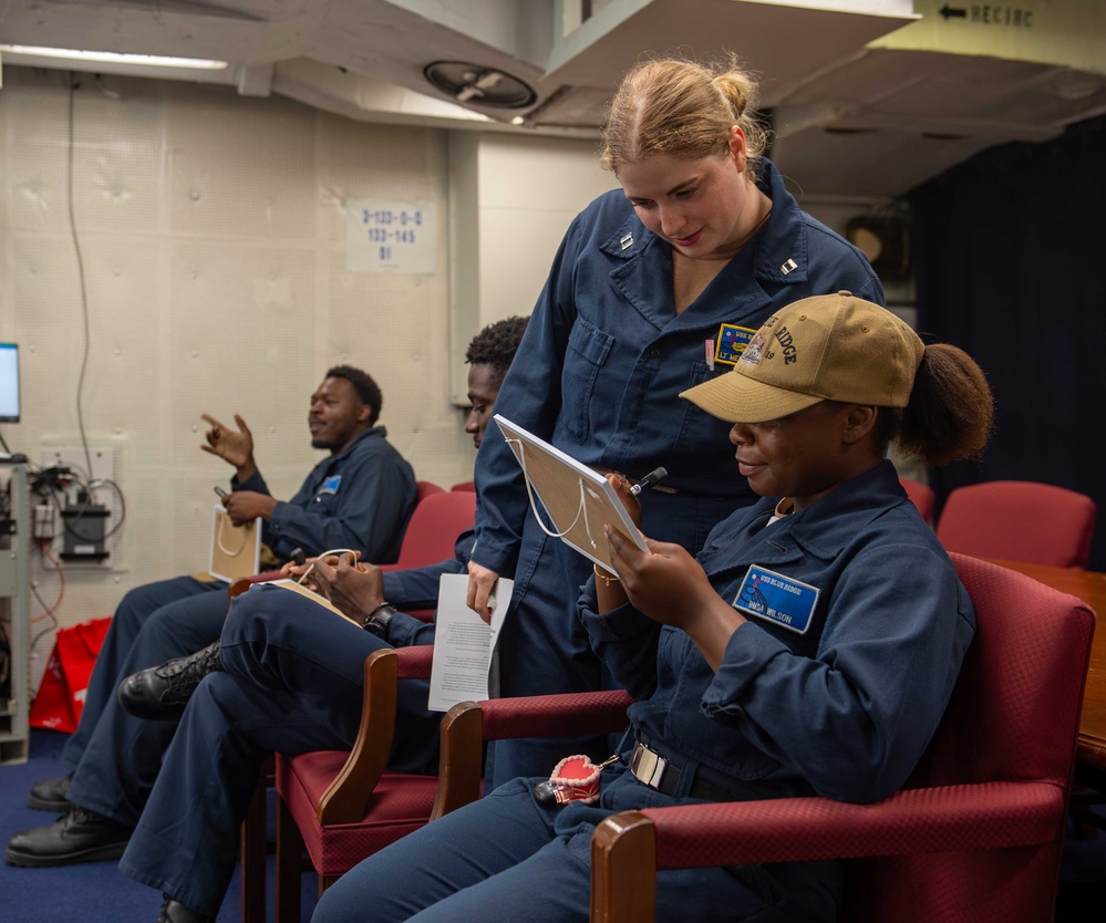 USS Blue Ridge holds helmsman knowlege competition.