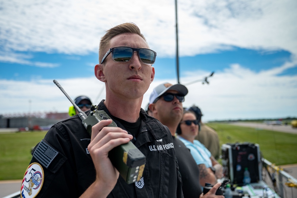 The U.S. Air Force F-16 Viper Demonstration Team performs at the Quinte International Airshow