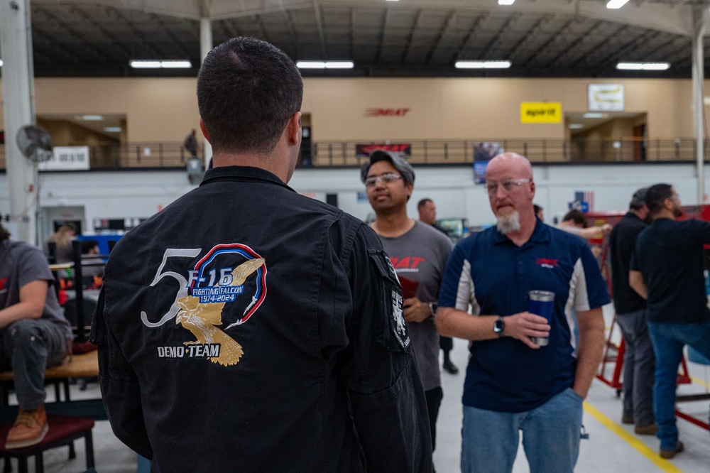 The U.S. Air Force F-16 Viper Demonstration Team interacts with the local community at the Thunder Over Michigan Air Show