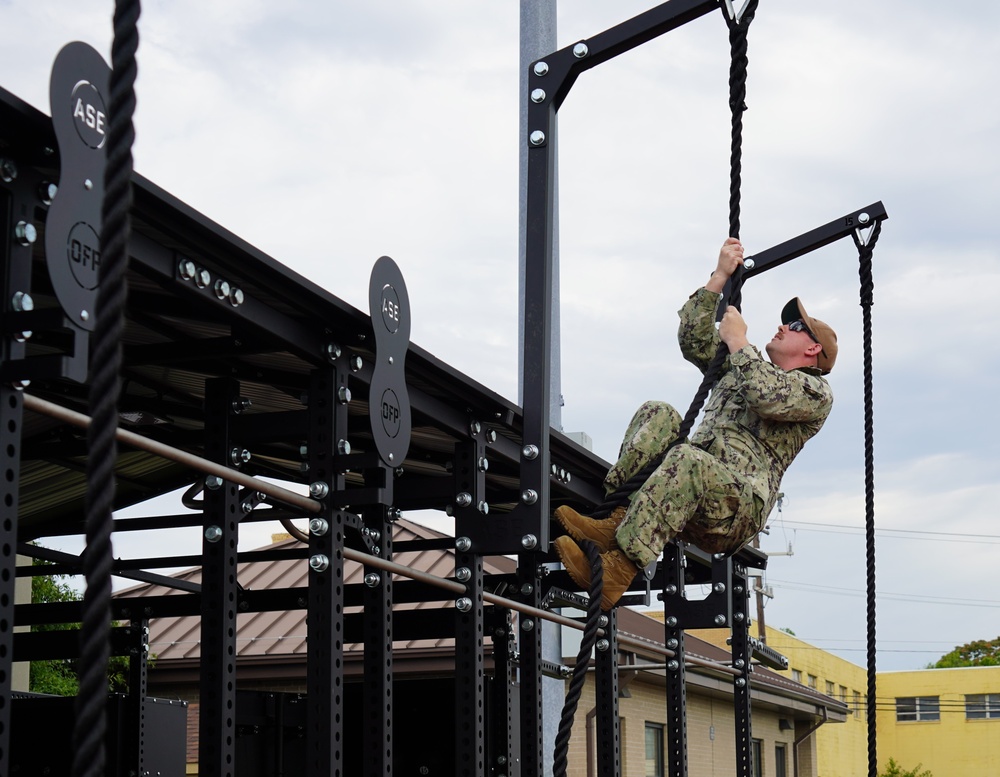 Huntington Hall receives Navy's first 24/7 outdoor fitness pavilion