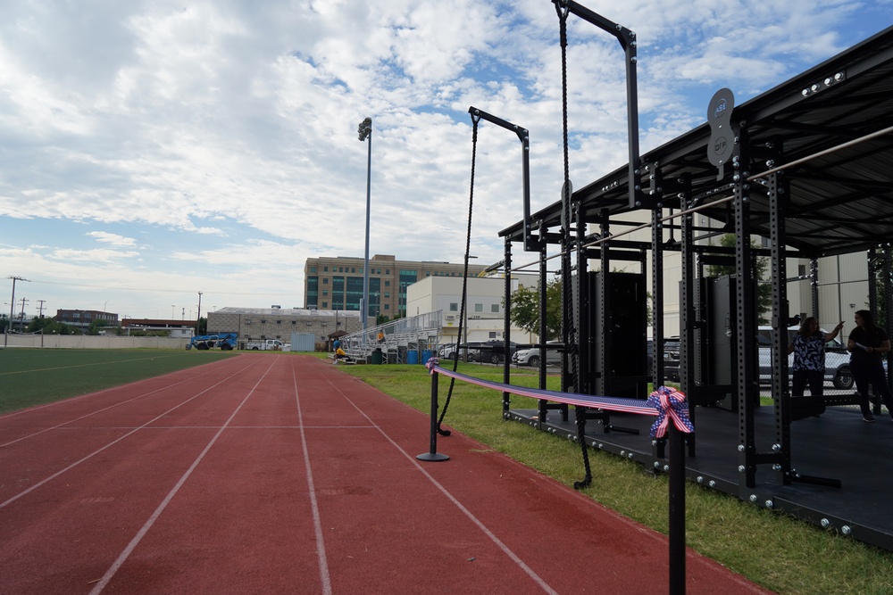 Huntington Hall receives Navy's first 24/7 outdoor fitness pavilion