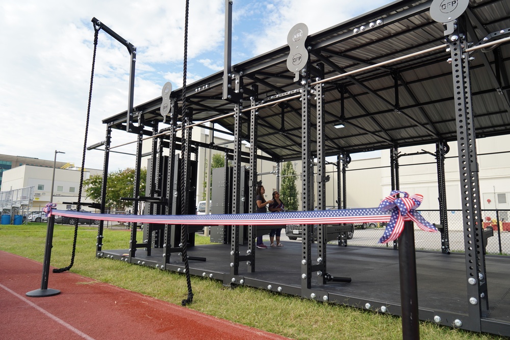 Huntington Hall receives Navy's first 24/7 outdoor fitness pavilion