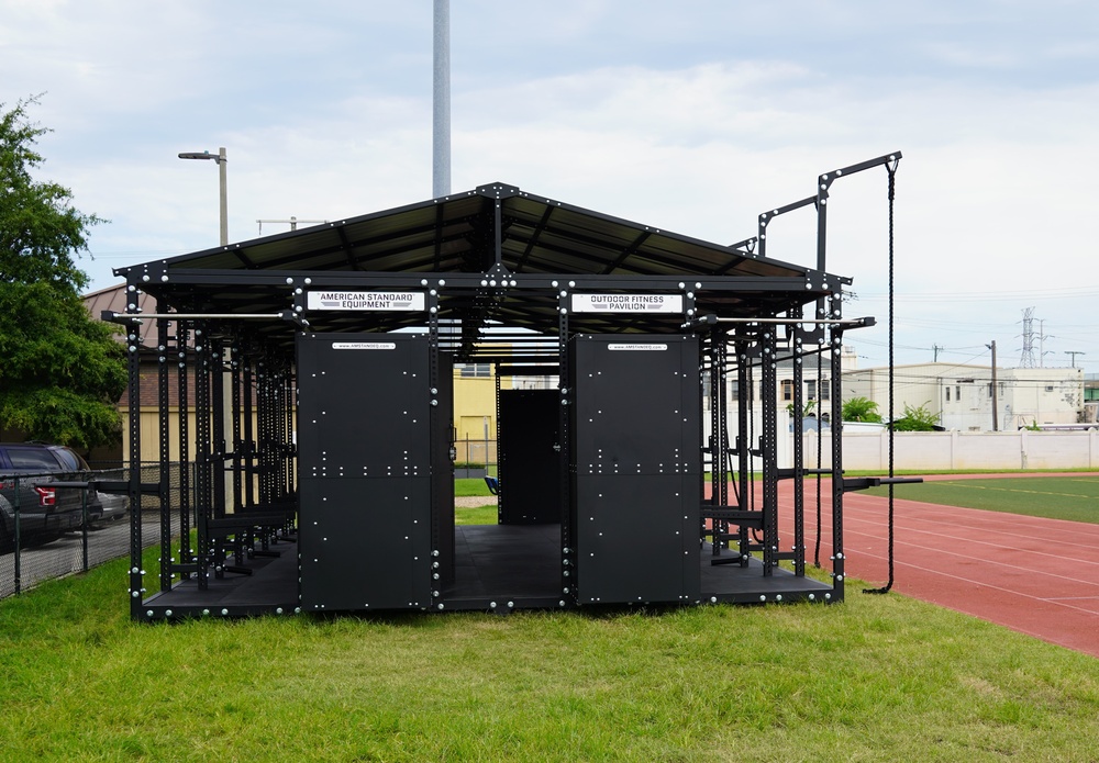 Huntington Hall receives Navy's first 24/7 outdoor fitness pavilion