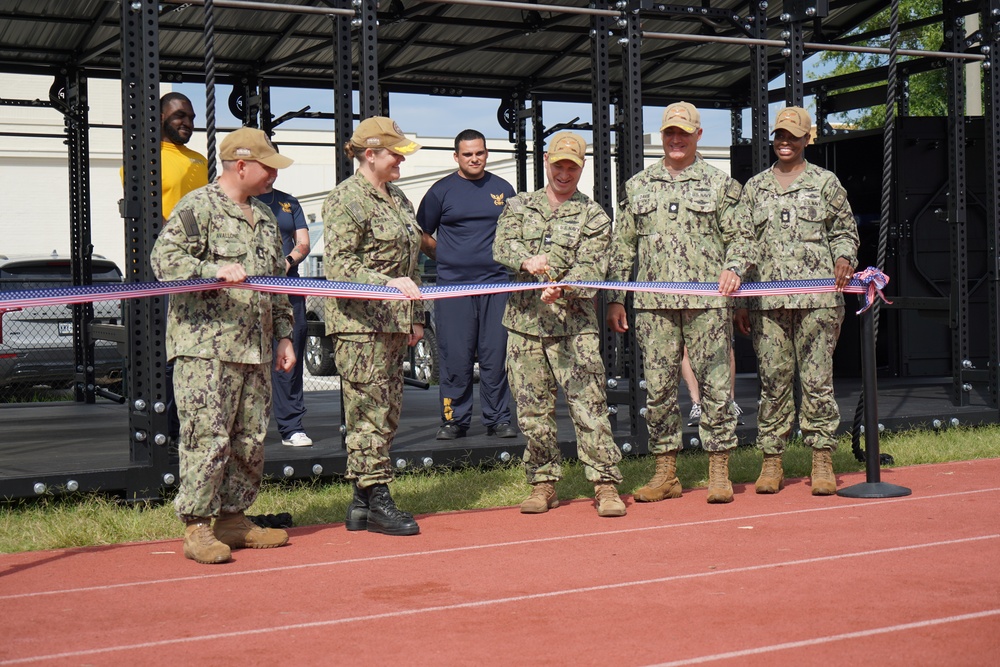 Huntington Hall receives Navy's first 24/7 outdoor fitness pavilion