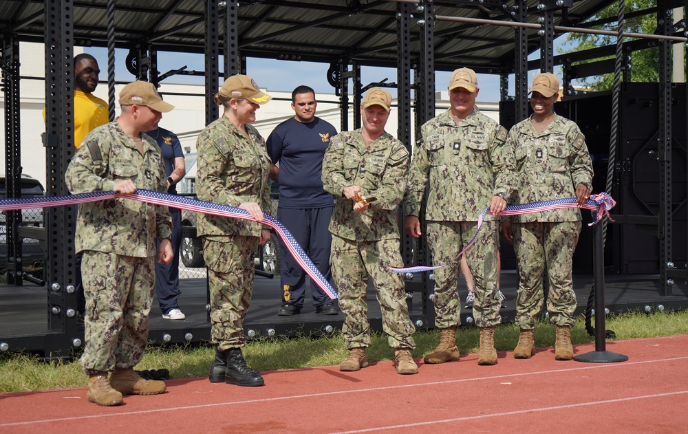 Huntington Hall receives Navy's first 24/7 outdoor fitness pavilion