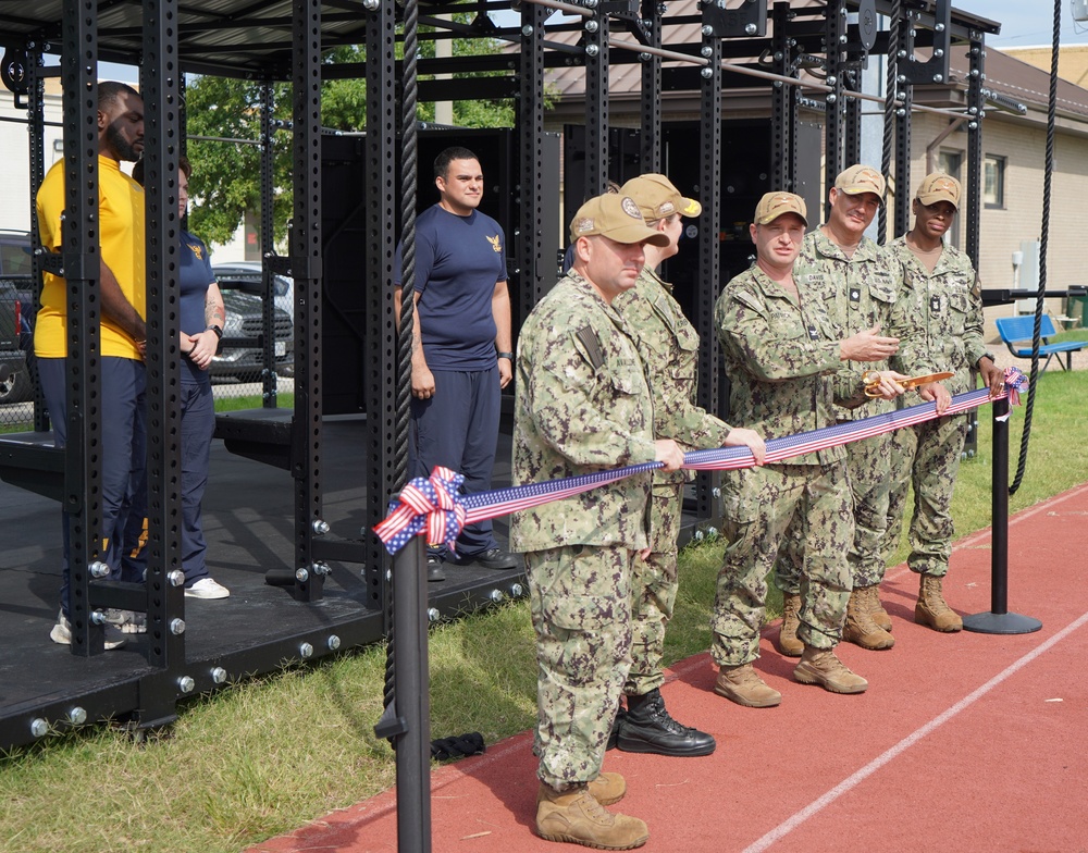 Huntington Hall receives Navy's first 24/7 outdoor fitness pavilion