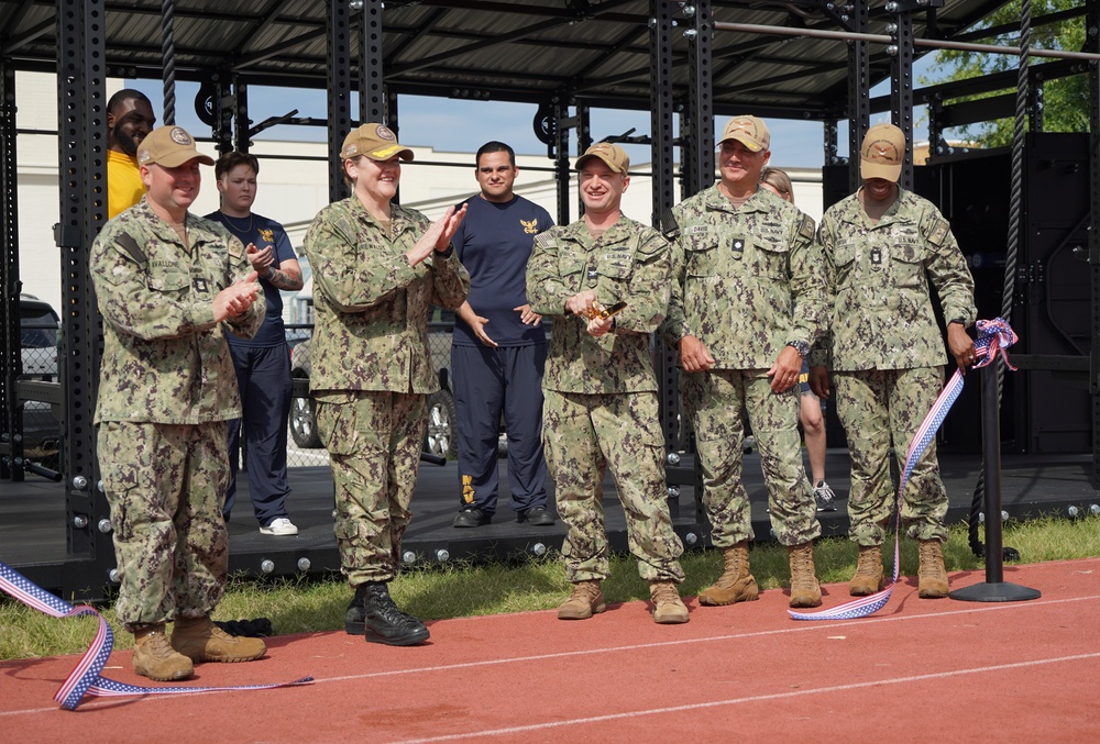 Huntington Hall receives Navy's first 24/7 outdoor fitness pavilion