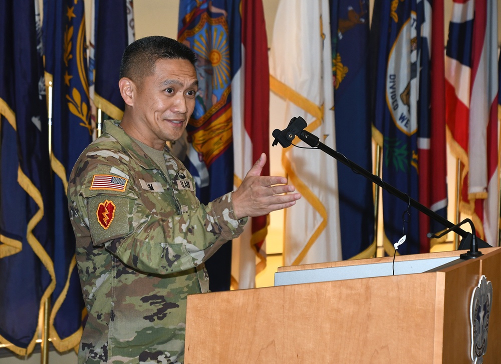 Col. Lim speaks at USAMMA Change of Command Ceremony