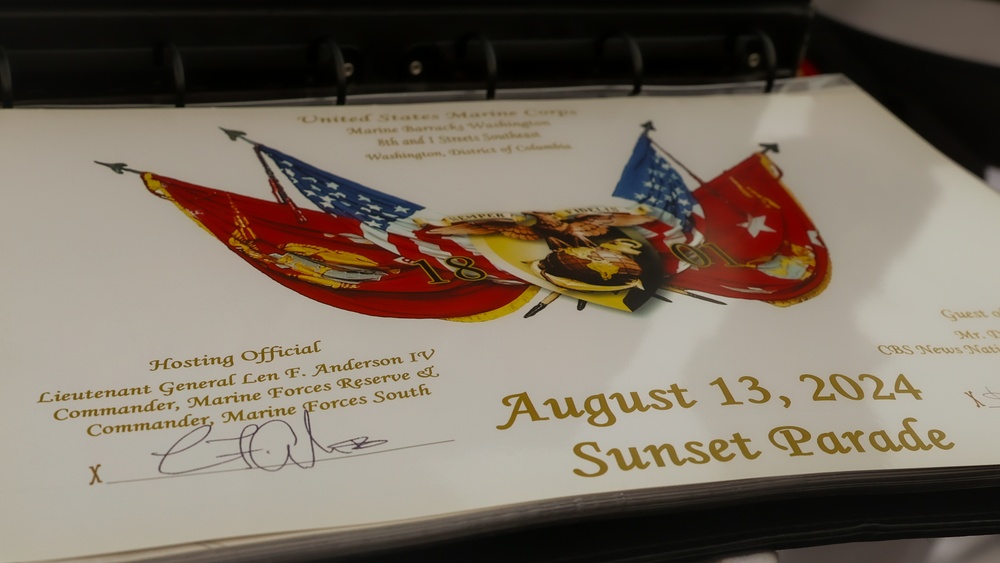 Lt. Gen. Anderson hosts the Sunset Parade 2024 at the USMC War Memorial
