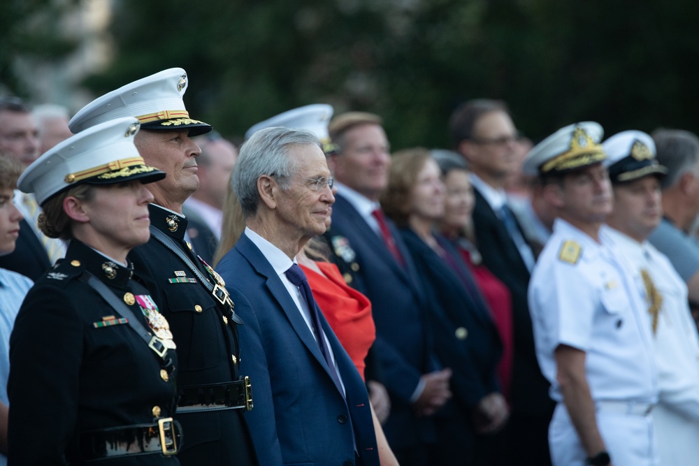 Lt. Gen. Anderson hosts the Sunset Parade 2024 at the USMC War Memorial