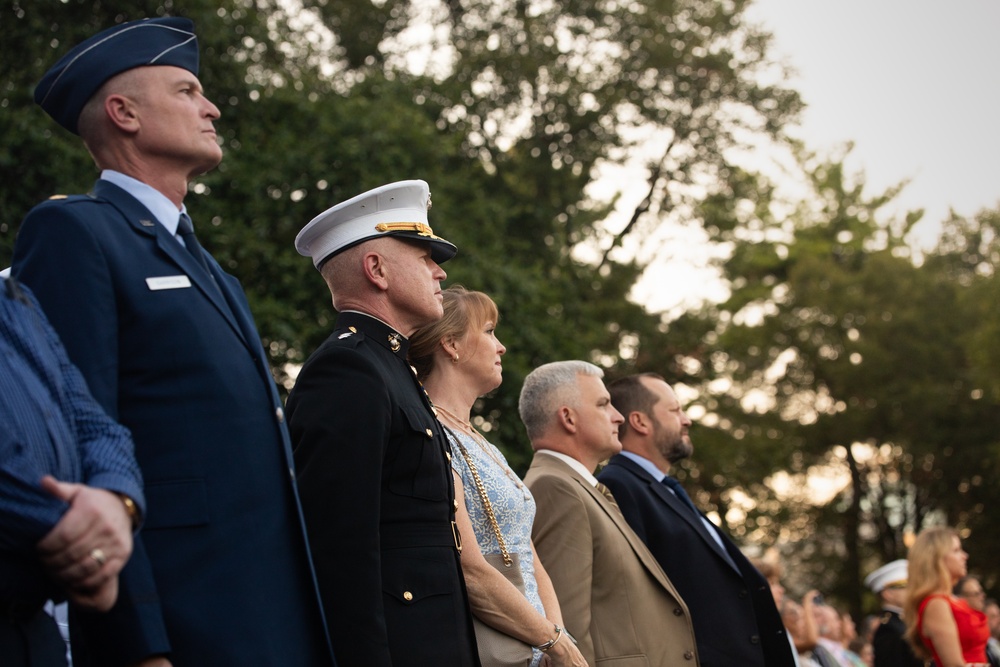 Lt. Gen. Anderson hosts the Sunset Parade 2024 at the USMC War Memorial