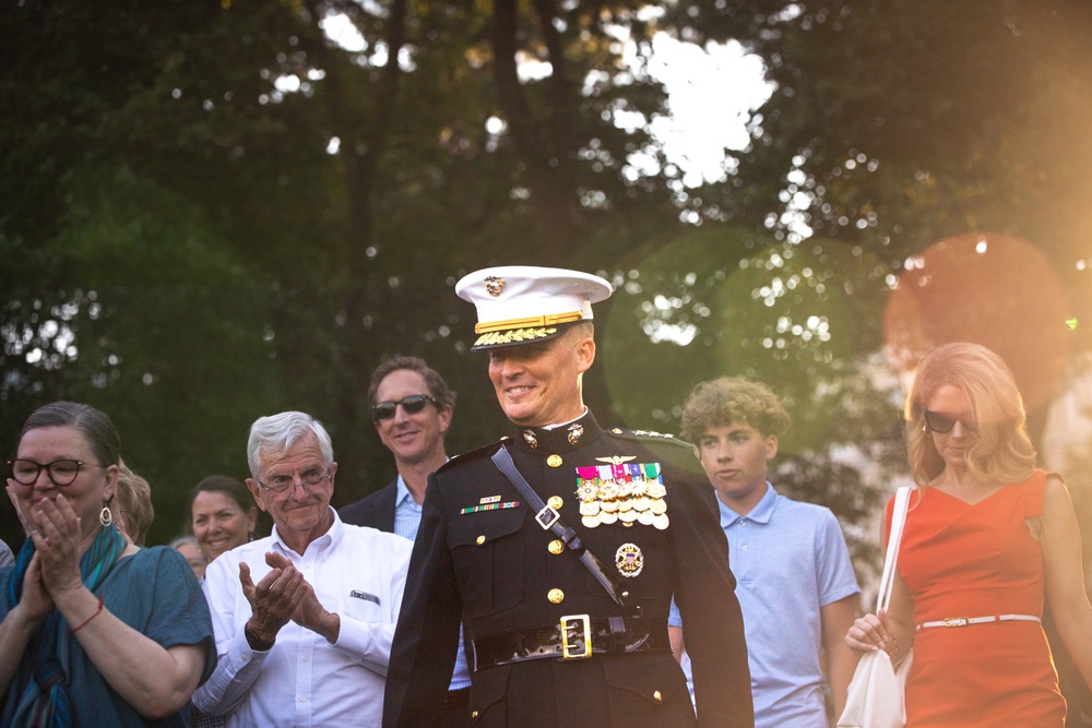 Lt. Gen. Anderson hosts the Sunset Parade 2024 at the USMC War Memorial