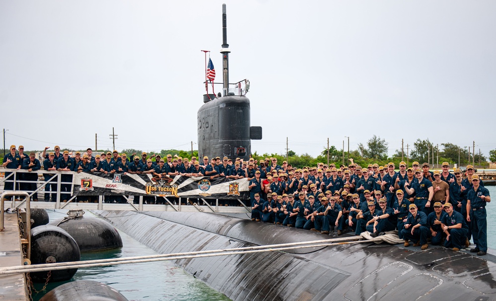 USS Tucson Sailors Pose for a Group Photo