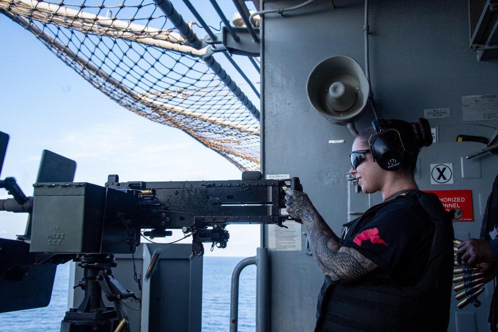 USS America (LHA 6) Conducts Crew-Served Live Fire Exercise