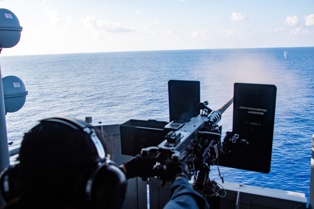 USS America (LHA 6) Conducts Crew-Served Live Fire Exercise