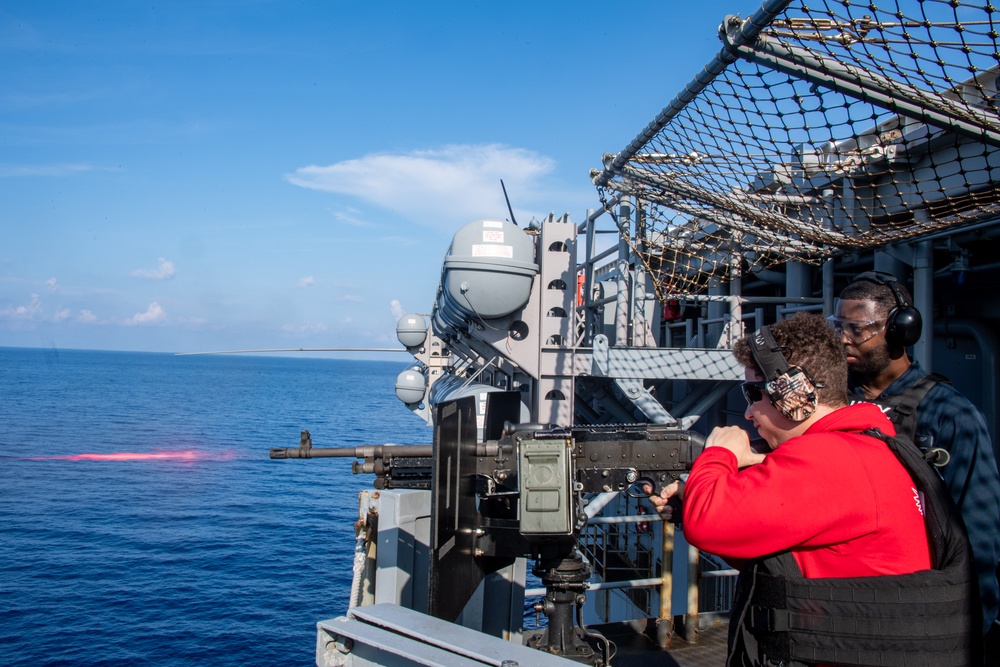 USS America (LHA 6) Conducts Crew-Served Live Fire Exercise