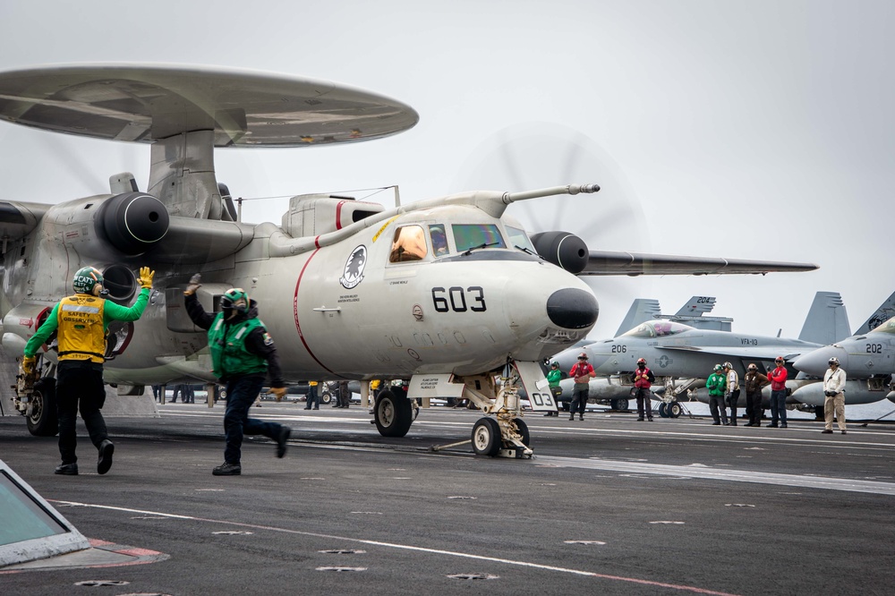 Flight Operations Are Conducted Aboard USS Carl Vinson (CVN 70)