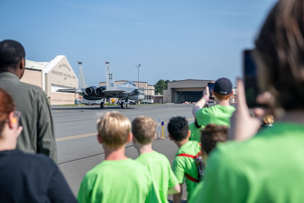 104th Fighter Wing hosts Parlin Field FAA ACE Camp Students and Massachusetts Guard Children for base tour