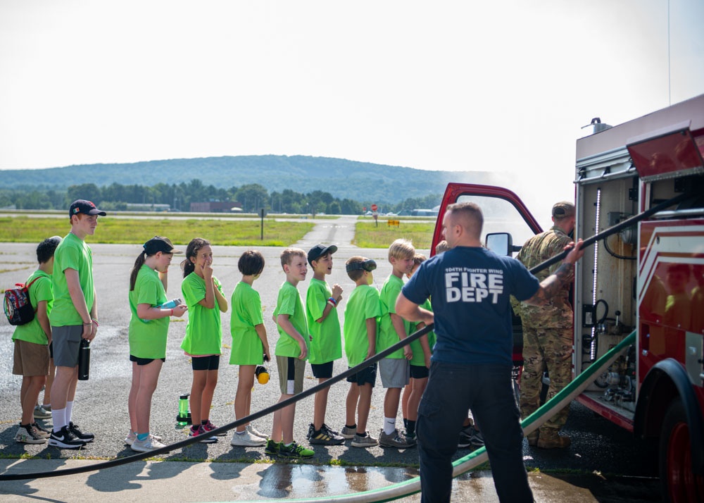 104th Fighter Wing hosts Parlin Field FAA ACE Camp Students and Massachusetts Guard Children for base tour