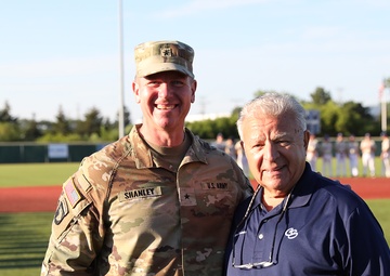Chicagoland Army Reserve general is honored with first pitch during state champion baseball tournament