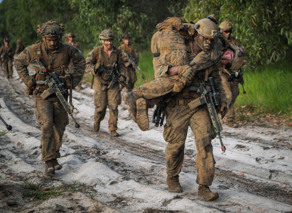 MRF-D 24.3: Golf Co., 2nd Bn., 5th Marines (Rein.) rehearses platoon operations in Tully
